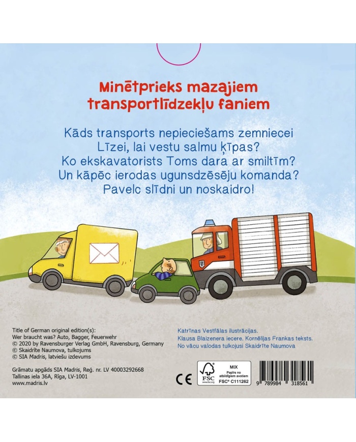 Automašīna, ekskavators, ugunsdzēsēju auto